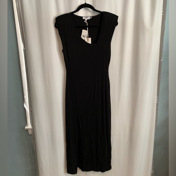NWT Good American Asymmetrical Neck Dress Black Size 2 - Picture 6 of 8